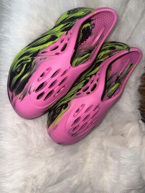 Yeezy Pink & Neon Green Foam Slide Clogs